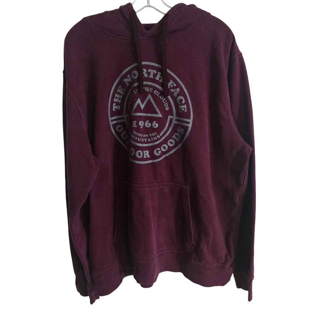 The North Face Hoodie Men's XL Maroon Burgundy Graphic Pullover Sweatshirt